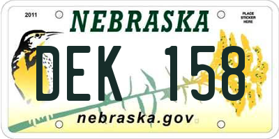 NE license plate DEK158