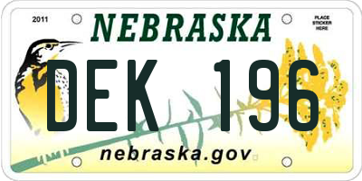 NE license plate DEK196