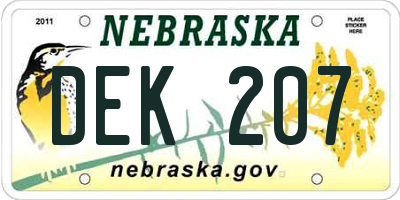 NE license plate DEK207
