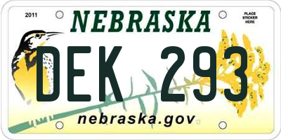 NE license plate DEK293