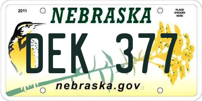 NE license plate DEK377