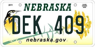 NE license plate DEK409