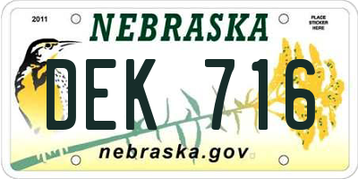 NE license plate DEK716