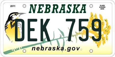 NE license plate DEK759