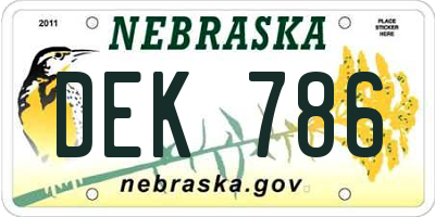 NE license plate DEK786