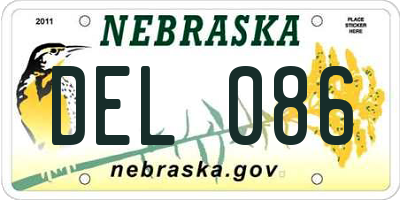 NE license plate DEL086