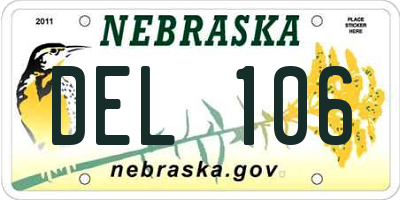 NE license plate DEL106