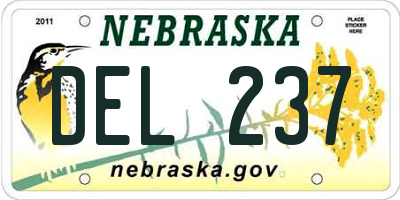 NE license plate DEL237
