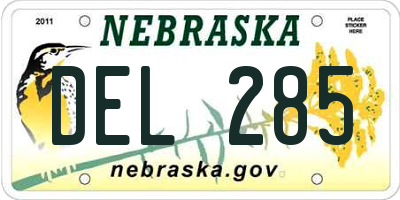 NE license plate DEL285