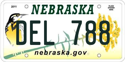 NE license plate DEL788