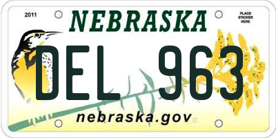 NE license plate DEL963