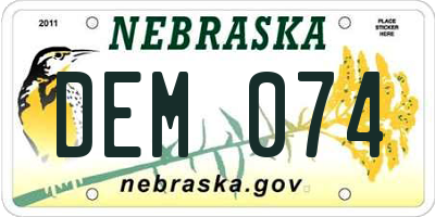 NE license plate DEM074