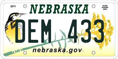NE license plate DEM433
