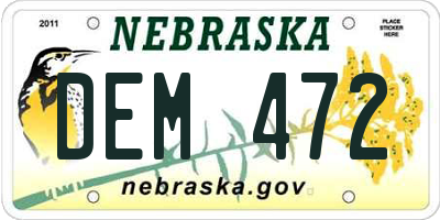 NE license plate DEM472