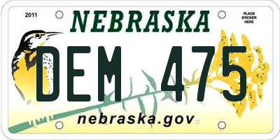 NE license plate DEM475