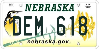 NE license plate DEM618
