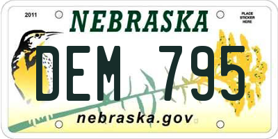 NE license plate DEM795