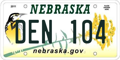 NE license plate DEN104