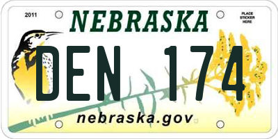 NE license plate DEN174