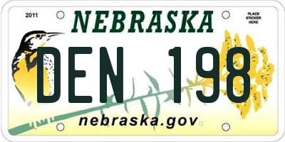 NE license plate DEN198