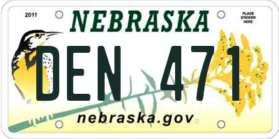 NE license plate DEN471