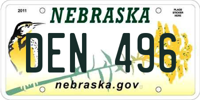 NE license plate DEN496