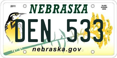 NE license plate DEN533