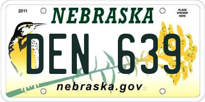 NE license plate DEN639