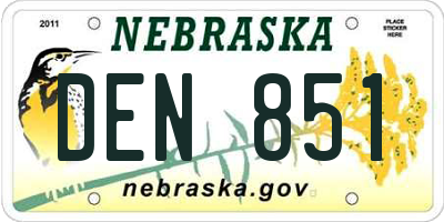 NE license plate DEN851