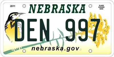 NE license plate DEN997