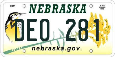 NE license plate DEO281