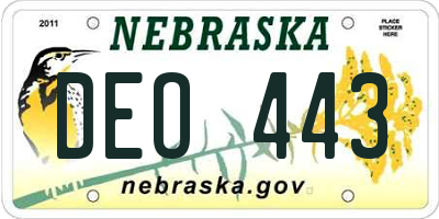NE license plate DEO443