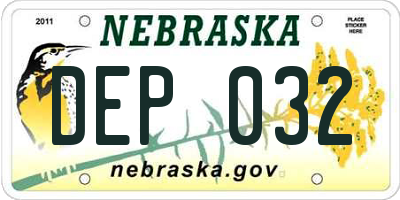 NE license plate DEP032