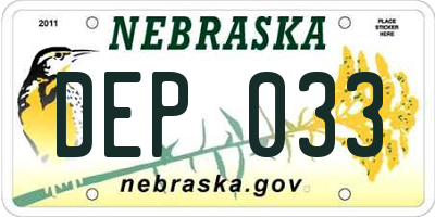 NE license plate DEP033