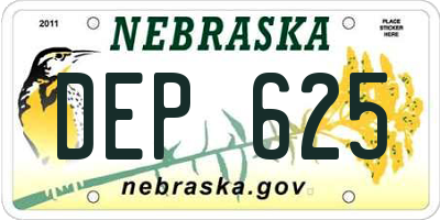NE license plate DEP625