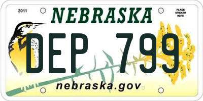 NE license plate DEP799
