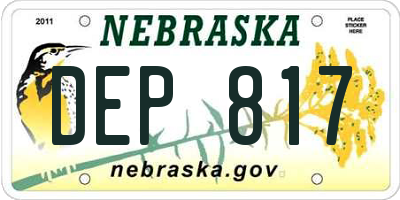 NE license plate DEP817