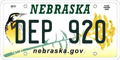 NE license plate DEP920