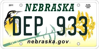 NE license plate DEP933
