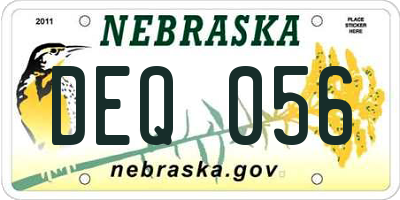 NE license plate DEQ056