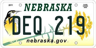 NE license plate DEQ219