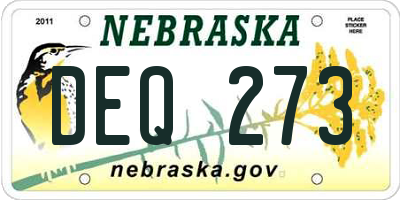 NE license plate DEQ273