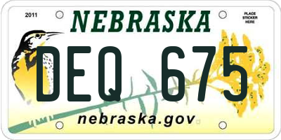 NE license plate DEQ675