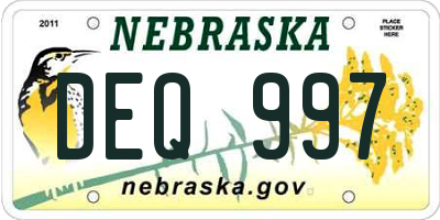 NE license plate DEQ997