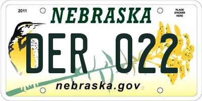 NE license plate DER022