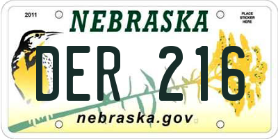 NE license plate DER216
