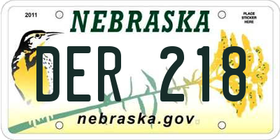NE license plate DER218