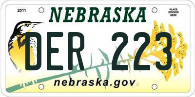 NE license plate DER223