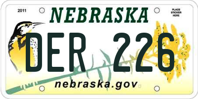 NE license plate DER226
