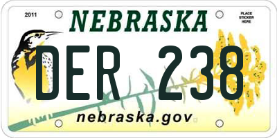 NE license plate DER238